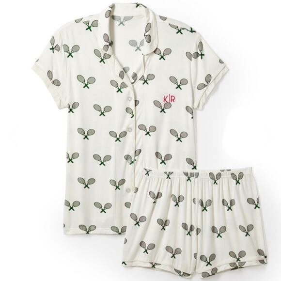TOSS Designs PICKLEBALL 2pc Pajama Set Mark & Graham TENNIS PJ Shorts Top Sleep - Picture 1 of 9